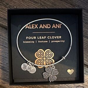 Alex and Ani Silver Clover Charm Bracelet
